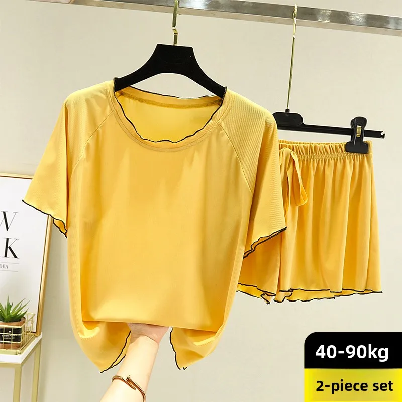 Женский комплект из модала, летняя свободная тонкая футболка ort Sve, большие размеры, домашний комплект из двух предметов, удобный, дышащий
Женский комплект из модала, летняя свободная тонкая футболка ort Sve, большие размеры, домашний комплект из двух предметов, удобный, дышащий