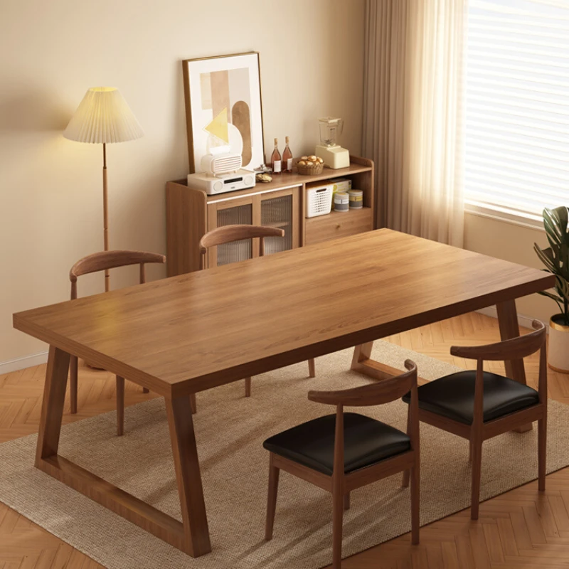 Dining table small household modern simple rectangular solid wood leg dining table log dining table and chair combination
Dining table small household modern simple rectangular solid wood leg dining table log dining table and chair combination