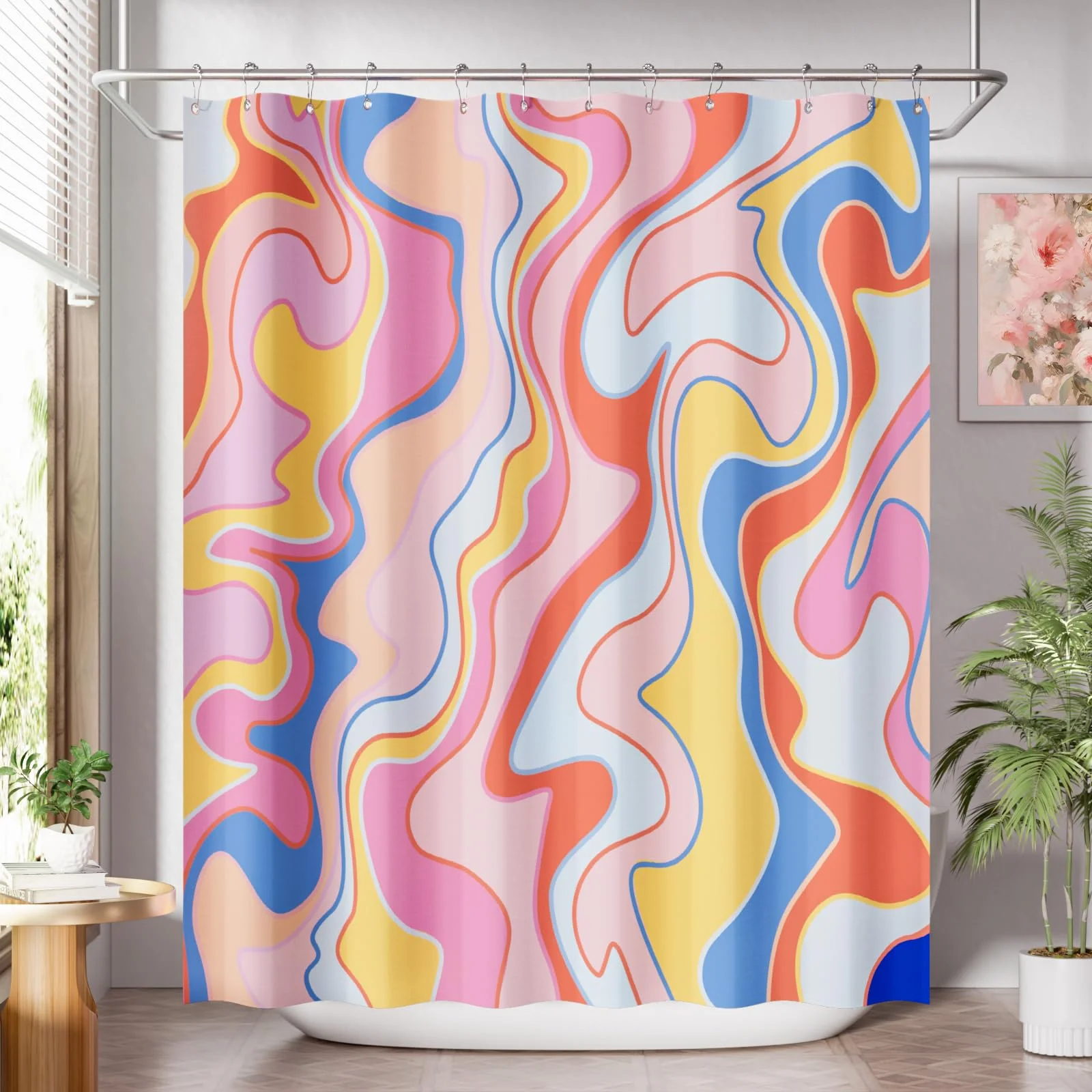 VIKAMA Dopamine Fluid Wave Shower Curtain, Waterproof & Mildew-Proof Vibrant Girly Bathroom Partition Curtain Decoration
VIKAMA Dopamine Fluid Wave Shower Curtain, Waterproof & Mildew-Proof Vibrant Girly Bathroom Partition Curtain Decoration