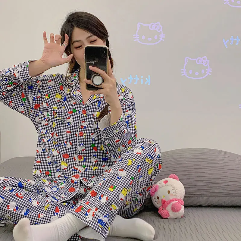 Hello Kitty pajamas autumn new pure cotton cartoon two-piece loose cardigan cartoon casual Sanrio loungewear women's pajamas
Hello Kitty pajamas autumn new pure cotton cartoon two-piece loose cardigan cartoon casual Sanrio loungewear women's pajamas