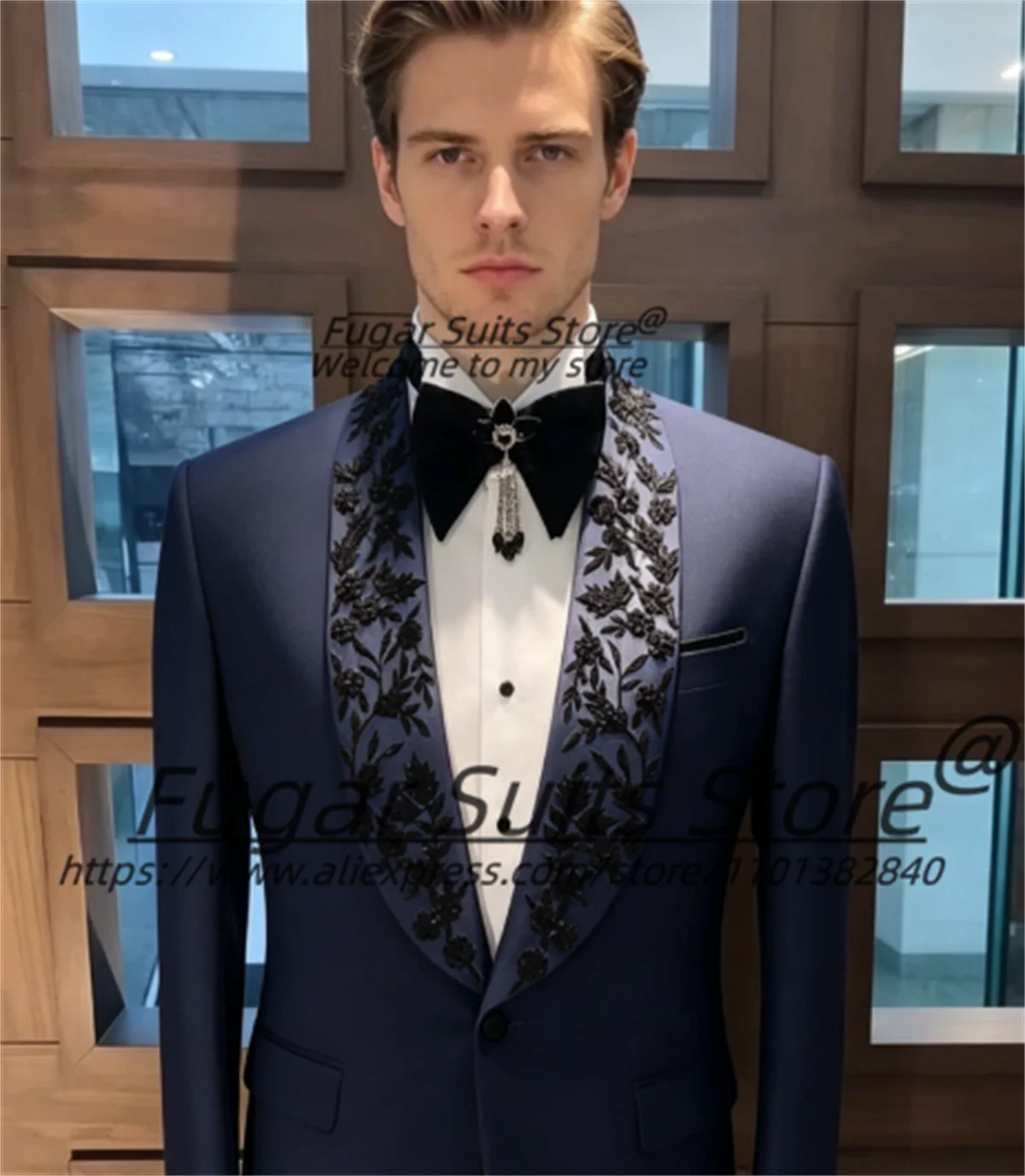 Business Navy Blue Groom Wedding Tuxedos Customized Slim Fit Flower Embroidery Shawl Lapel Men Suits 2 Pieces Sets Ropa Hombre
Business Navy Blue Groom Wedding Tuxedos Customized Slim Fit Flower Embroidery Shawl Lapel Men Suits 2 Pieces Sets Ropa Hombre