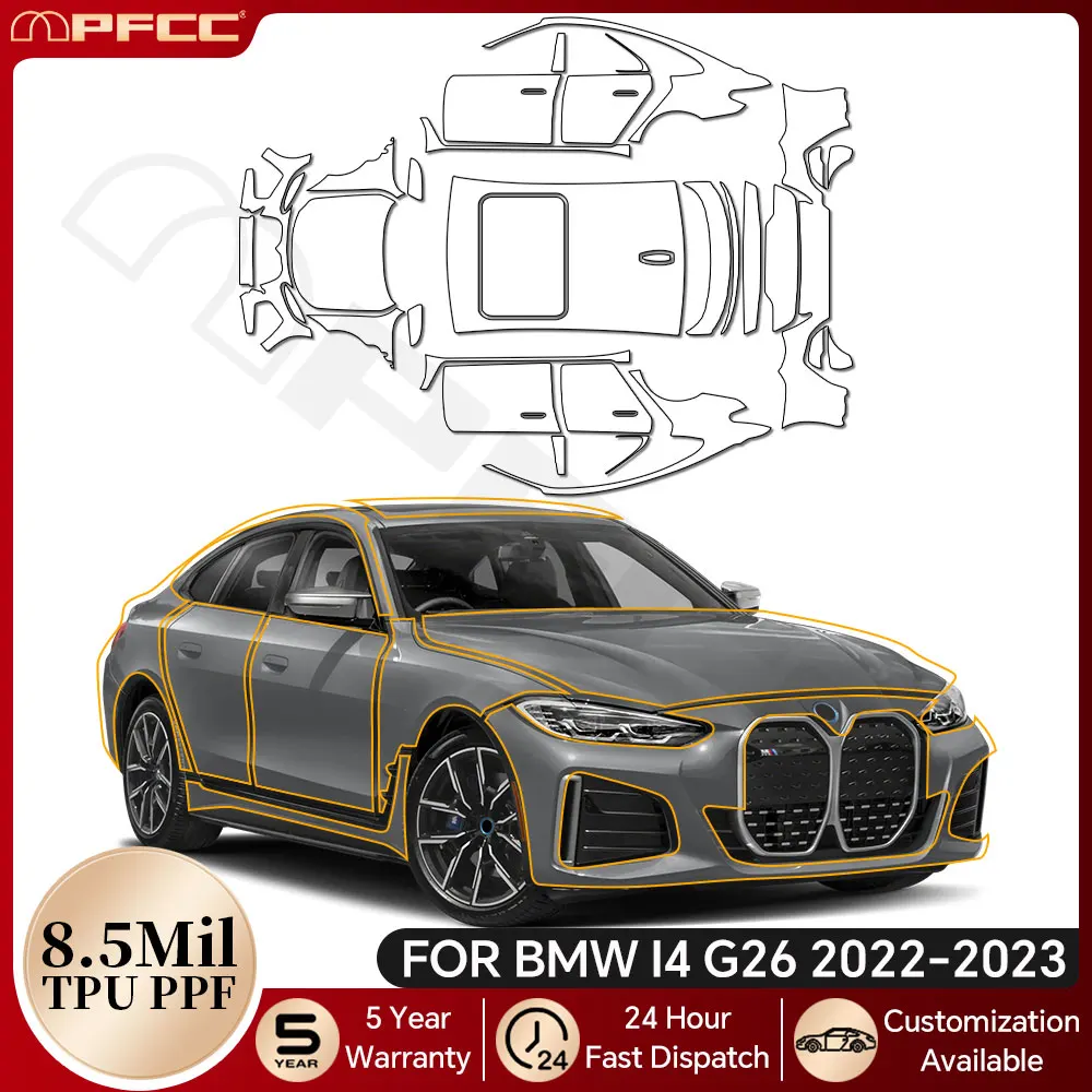 For BMW I4 G26 2022 2023 TPU 8.5Mil TPU Paint Protection Film Pre-cut PPF Bra Car Body Bumper Clear Anti-scratch Resistant Cover
For BMW I4 G26 2022 2023 TPU 8.5Mil TPU Paint Protection Film Pre-cut PPF Bra Car Body Bumper Clear Anti-scratch Resistant Cover
