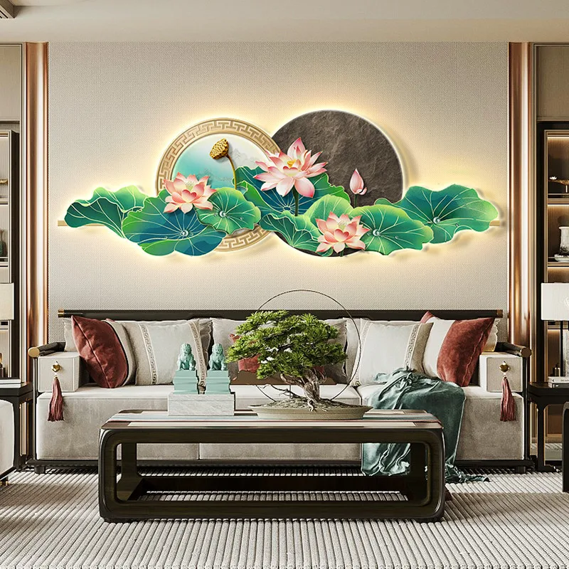 New Chinese-style living room decoration, painter and everything goes well TV sofa background wall lamp, high-end, glowing atmos
New Chinese-style living room decoration, painter and everything goes well TV sofa background wall lamp, high-end, glowing atmos