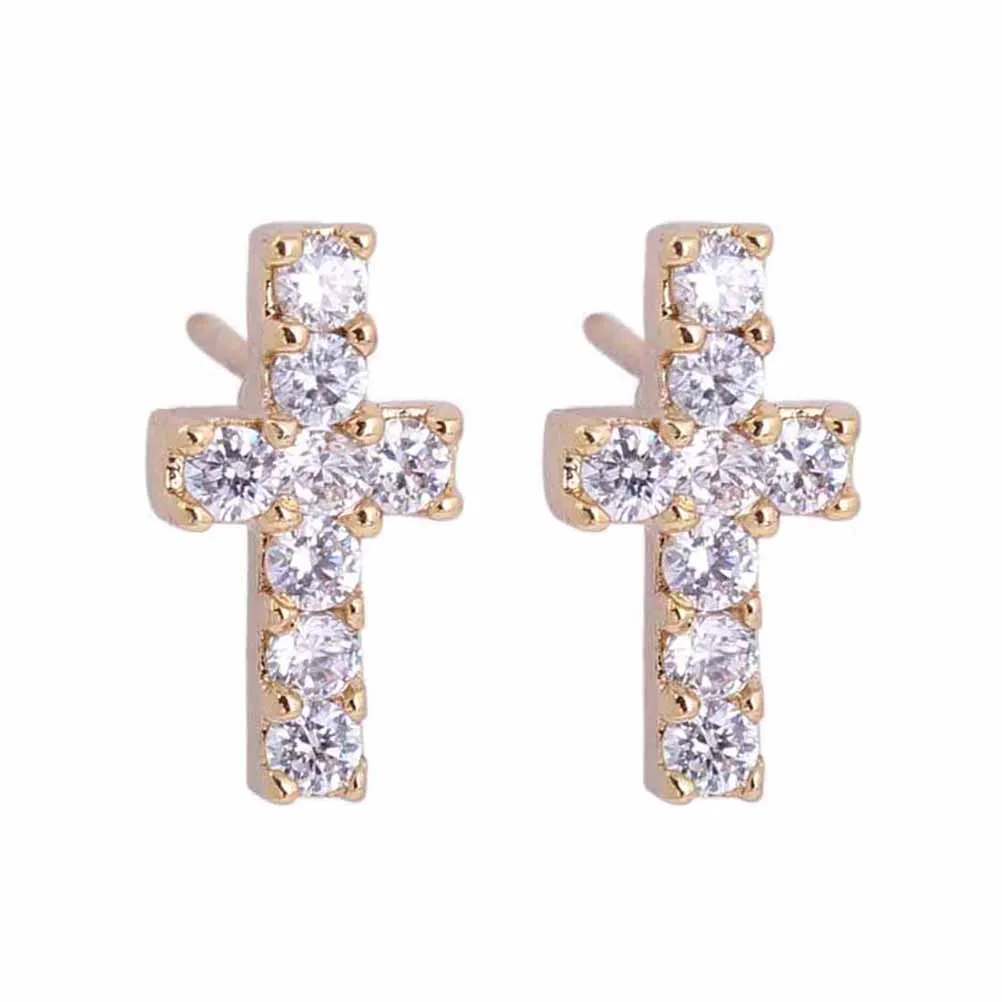 1 Pair Cross Shaped Zircon Eardrop Earrings 5Mm White Golden Hard Copper Women Girls Fashionable Ear Studs Gift
1 Pair Cross Shaped Zircon Eardrop Earrings 5Mm White Golden Hard Copper Women Girls Fashionable Ear Studs Gift