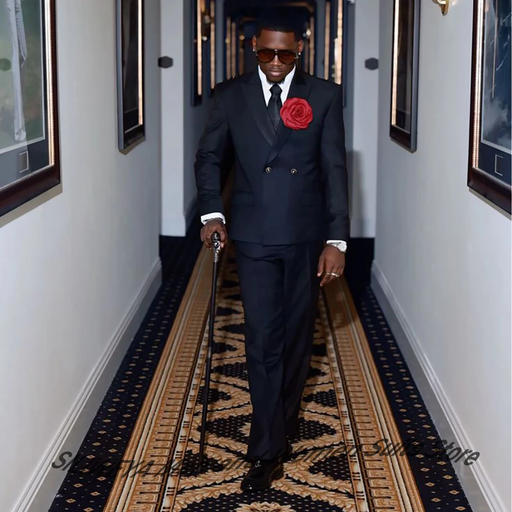 Black Tuxedo Suit Set for Men Double Breasted Jacket+Pants 2 Pieces Set Elegant Formal Groom Attire for Evening Wedding & Prom
Black Tuxedo Suit Set for Men Double Breasted Jacket+Pants 2 Pieces Set Elegant Formal Groom Attire for Evening Wedding & Prom