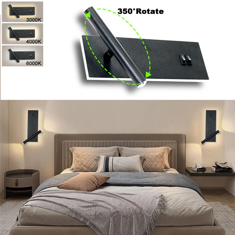Independent Switch LED Wall Lights for Bedroom Hardwired 350°Rotation Spotlight Reading Light Metal Headboard Wall Sconce Lamps
Independent Switch LED Wall Lights for Bedroom Hardwired 350°Rotation Spotlight Reading Light Metal Headboard Wall Sconce Lamps