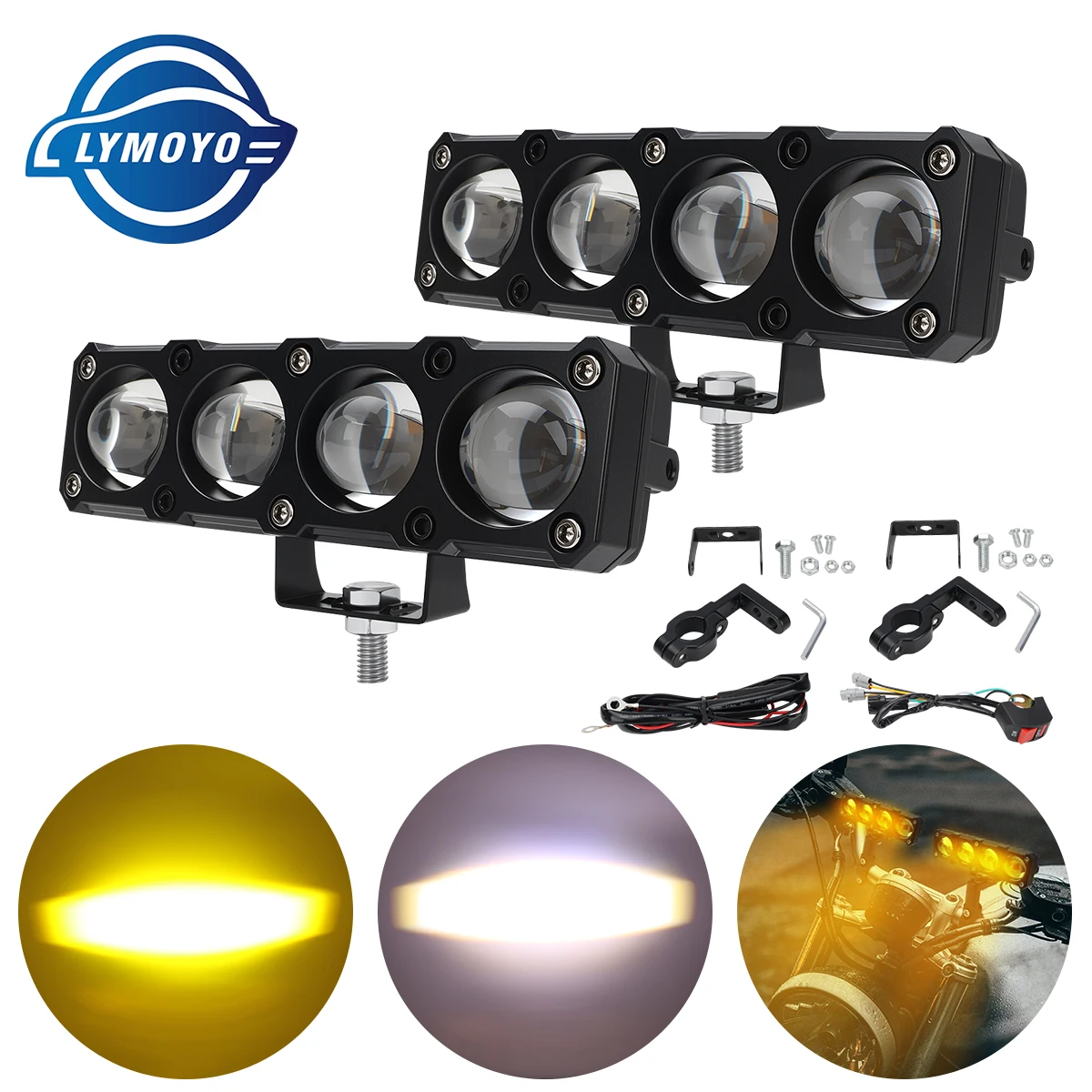 Motorcycle LED 3/4 Lens Laser Spotlight LED Auxiliary Headlights with Wiring Harness Kit and Mounting Brackets Flashing Light
Motorcycle LED 3/4 Lens Laser Spotlight LED Auxiliary Headlights with Wiring Harness Kit and Mounting Brackets Flashing Light