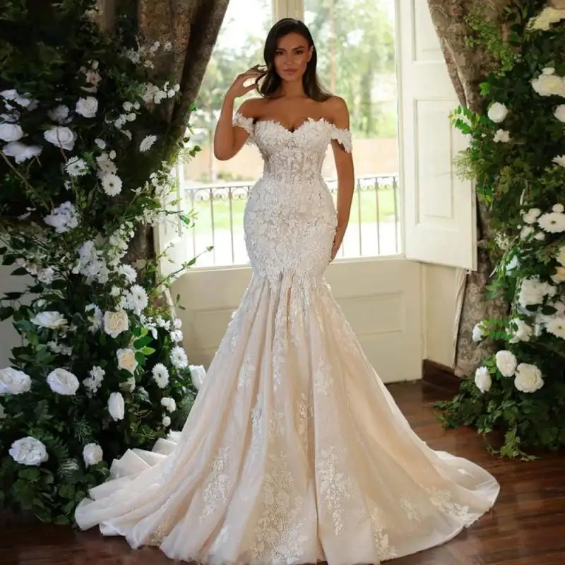 Customized Mermaid Wedding Dress Off Shoulder Vestido De Novia Lace Appliques Wedding Bridal Gown Robe De Mariee
Customized Mermaid Wedding Dress Off Shoulder Vestido De Novia Lace Appliques Wedding Bridal Gown Robe De Mariee