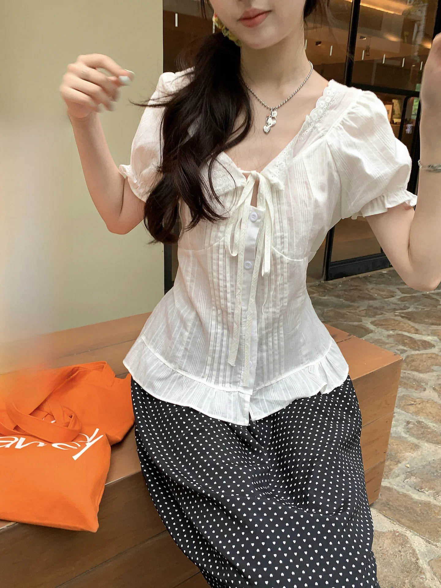 Sweet Korean Style Hollyii Lace Trim Bubble Sleeve Shirt Top with Bow Tie Spring Summer New Arrival Women's Slim Fit Blouse
Sweet Korean Style Hollyii Lace Trim Bubble Sleeve Shirt Top with Bow Tie Spring Summer New Arrival Women's Slim Fit Blouse