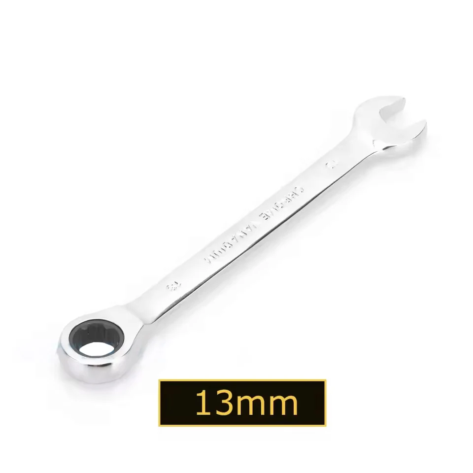 13mm Ratchet Wrench Spanner Fixed Head Mirror Polish 72T Ratcheting High Torque Multitool
13mm Ratchet Wrench Spanner Fixed Head Mirror Polish 72T Ratcheting High Torque Multitool