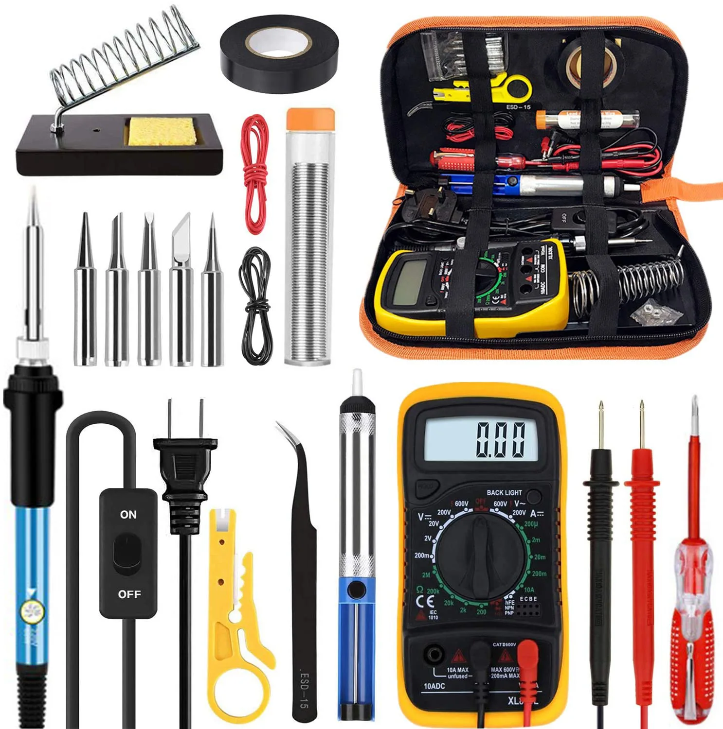 New Soldering Iron Set, Rubber Handle Soldering Iron with Digital Multimeter Kit, Welding Tools, Multimeter
New Soldering Iron Set, Rubber Handle Soldering Iron with Digital Multimeter Kit, Welding Tools, Multimeter