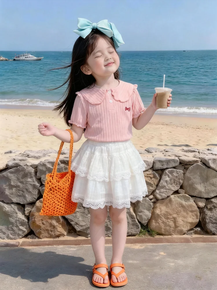 Girls' Preppy Style Summer Outfit Short Sleeve Turn-down Collar Two-piece Set Breathable High-waisted Uniform Fashion
Girls' Preppy Style Summer Outfit Short Sleeve Turn-down Collar Two-piece Set Breathable High-waisted Uniform Fashion
