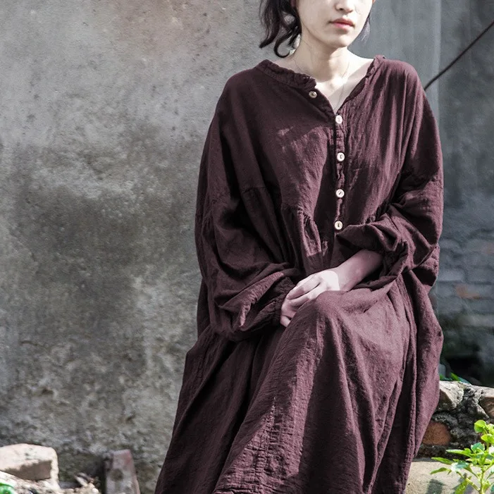 Retro creative design atmospheric lantern sleeves super loose cotton and linen dress fashionable and casual versatile simple tem
Retro creative design atmospheric lantern sleeves super loose cotton and linen dress fashionable and casual versatile simple tem