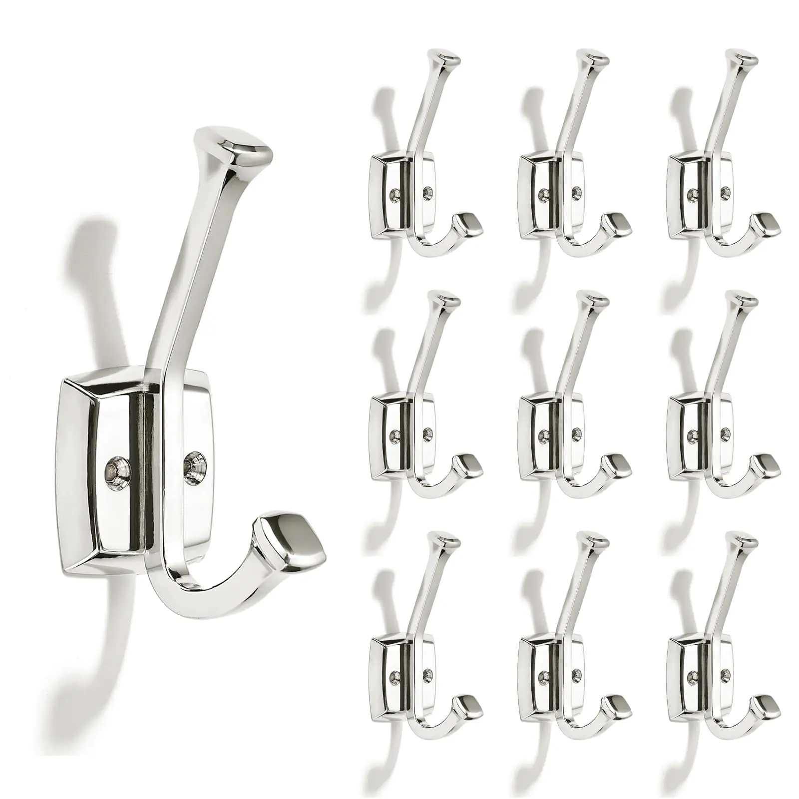 10 Pack 4-3/4 Inch Polished Nickel Wall Mounted Coat Hooks Zinc Alloy For Keys Towels Bags Hats
10 Pack 4-3/4 Inch Polished Nickel Wall Mounted Coat Hooks Zinc Alloy For Keys Towels Bags Hats