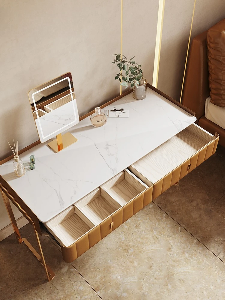 Designer dresser minimalist small rock slab light INS style bedroom makeup table 
Designer dresser minimalist small rock slab light INS style bedroom makeup table