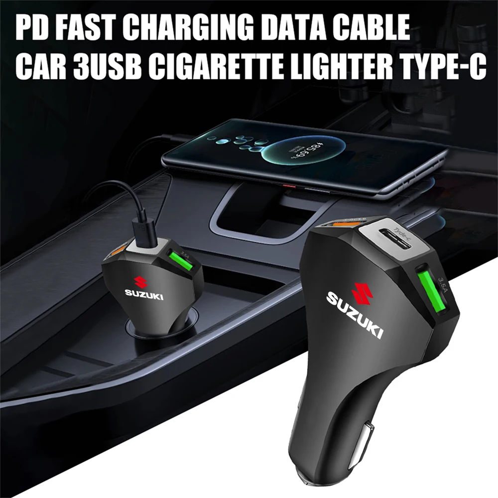 Автомобильное зарядное устройство для быстрой зарядки с 3 USB-портами и Type-C, аксессуары для зарядки телефонов для Suzuki Ignis, SX4, Grand Vitara, Jimny, Swift, колпачок для клапана
Автомобильное зарядное устройство для быстрой зарядки с 3 USB-портами и Type-C, аксессуары для зарядки телефонов для Suzuki Ignis, SX4, Grand Vitara, Jimny, Swift, колпачок для клапана