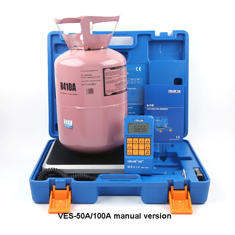 VES-50A Refrigerant Recovery Electronic Scale High Precision Portable Metal Freon Quantitative Filling Electronic Balance Scale
VES-50A Refrigerant Recovery Electronic Scale High Precision Portable Metal Freon Quantitative Filling Electronic Balance Scale