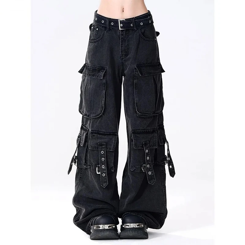 Y2K 2000S Black Cargo Jeans Women Vintage Streetwear Wide Leg Denim Pants Harajuku Aesthetic High Waist Baggy Straight Trousers
Y2K 2000S Black Cargo Jeans Women Vintage Streetwear Wide Leg Denim Pants Harajuku Aesthetic High Waist Baggy Straight Trousers