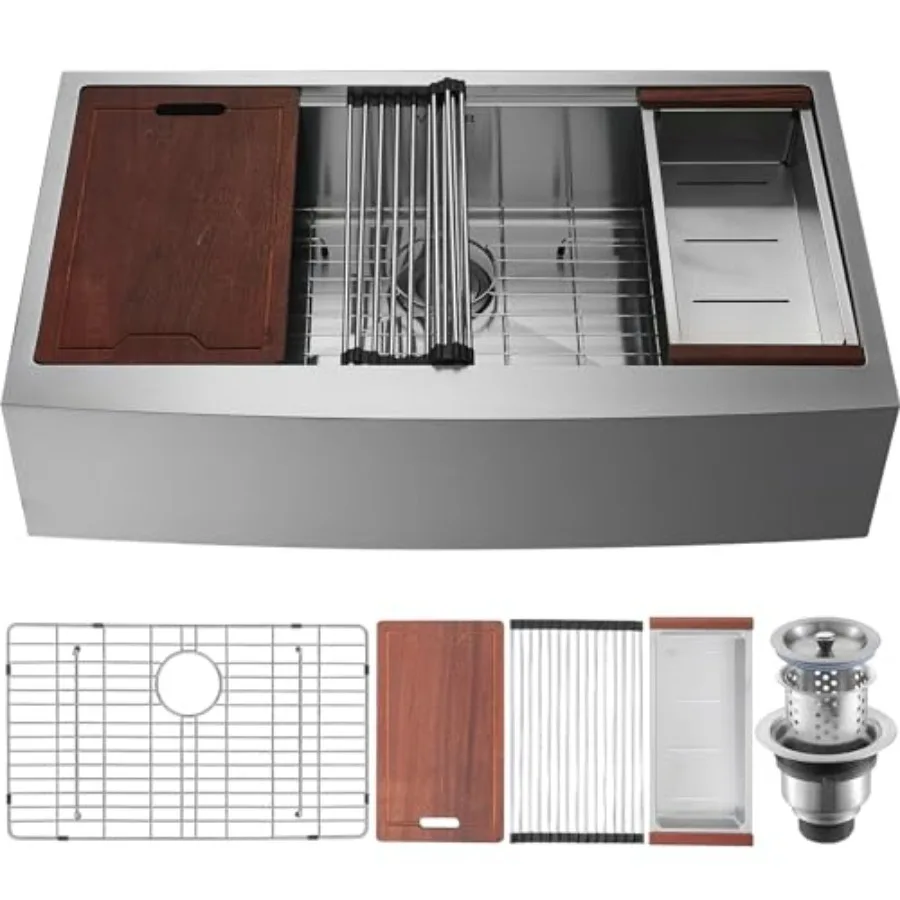 36 inch Kitchen Sink, 304 Stainless Steel Drop-In Sinks, Laundry Sink Top Mount Single Bowl Basin with Farm Sink Accessories, H
36 inch Kitchen Sink, 304 Stainless Steel Drop-In Sinks, Laundry Sink Top Mount Single Bowl Basin with Farm Sink Accessories, H
