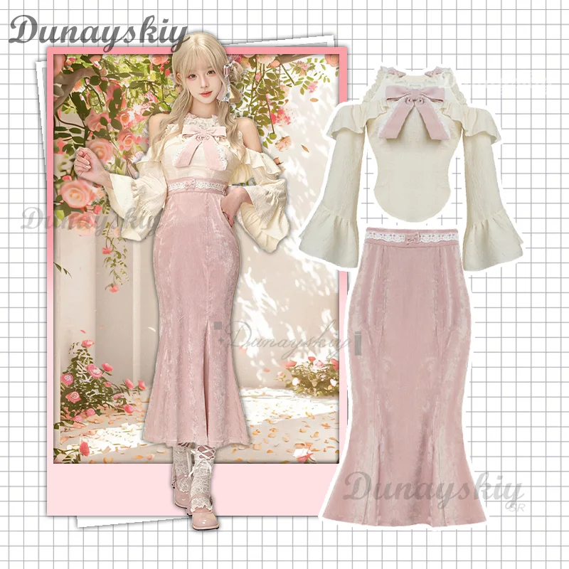 Новинка 2023 года, платье Лолиты, топ с открытыми плечами и кружевной отделкой, розовое облегающее платье «рыбий хвост», Хэллоуин, повседневный карнавал 
Новинка 2023 года, платье Лолиты, топ с открытыми плечами и кружевной отделкой, розовое облегающее платье «рыбий хвост», Хэллоуин, повседневный карнавал