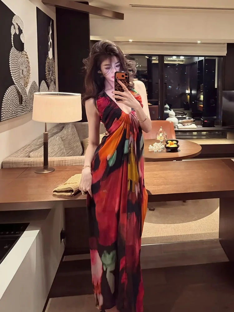 Uomosi STAZF7 Sexy V-neck Sleeveless Dress French Style High Waist Print Long Dress for Holiday Women's plus Size Summer Dress
Uomosi STAZF7 Sexy V-neck Sleeveless Dress French Style High Waist Print Long Dress for Holiday Women's plus Size Summer Dress