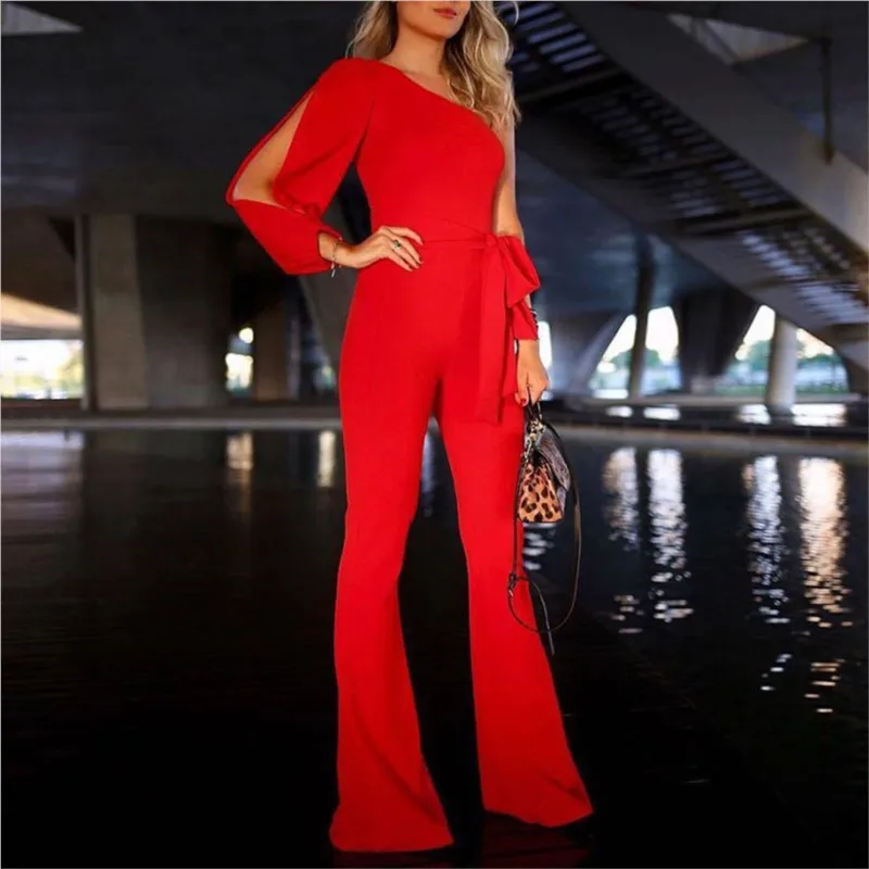 Women's Sexy One Sleeved Party Jumpsuit New Fashion Slim Fit Waist With High Waist Lace Up Elegant Office Lady Jumpsuits Spring
Women's Sexy One Sleeved Party Jumpsuit New Fashion Slim Fit Waist With High Waist Lace Up Elegant Office Lady Jumpsuits Spring