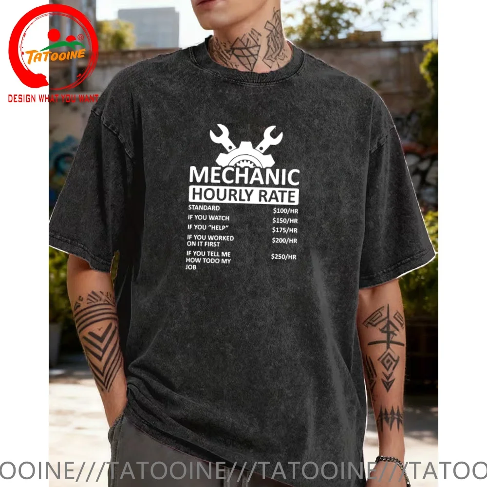 Vintage Washed Cotton T-Shirt Funny Designer Mechanic Hourly Rate T Shirt Men Fashion Trendy Casual Clothing Stylish Tops Tees
Vintage Washed Cotton T-Shirt Funny Designer Mechanic Hourly Rate T Shirt Men Fashion Trendy Casual Clothing Stylish Tops Tees