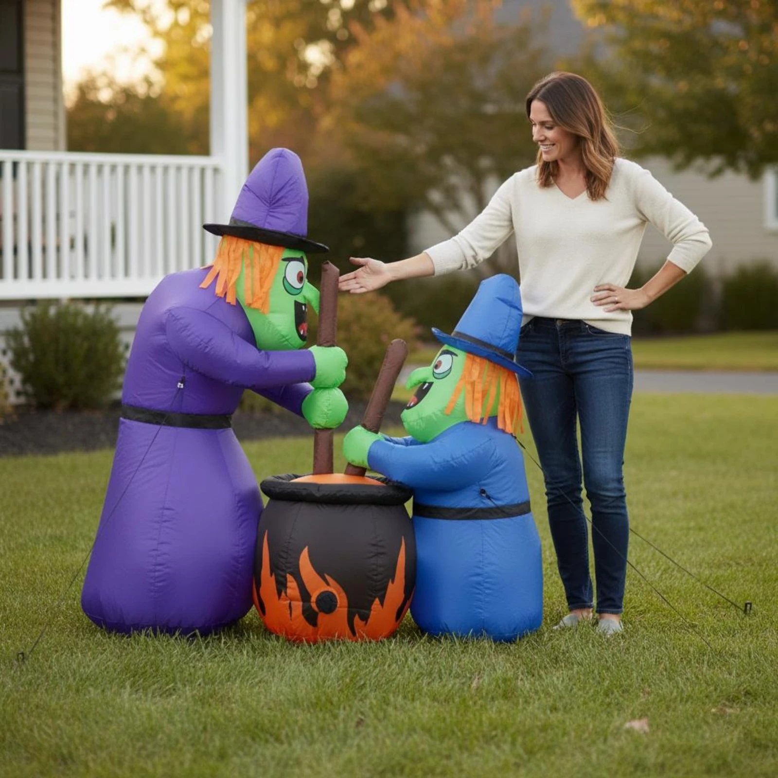 Witch and Pot Inflatable Easy Setup Witch Pot Inflatable Holiday Decoration Spooky Illumination for Yard, Event
Witch and Pot Inflatable Easy Setup Witch Pot Inflatable Holiday Decoration Spooky Illumination for Yard, Event