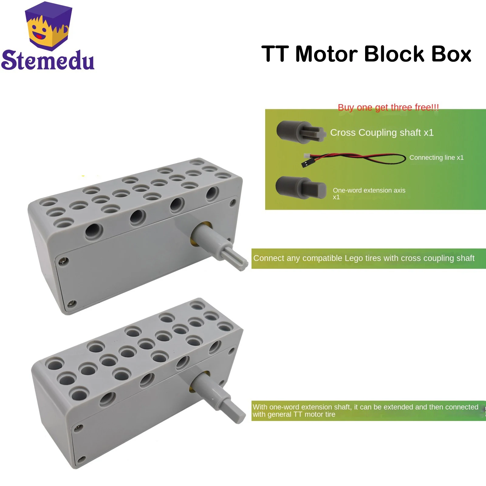 TT Motor Building Block Box Solderless DC Motor Compatible with Legoeds Motor Car Programmable Control Forward and Reverse Speed
TT Motor Building Block Box Solderless DC Motor Compatible with Legoeds Motor Car Programmable Control Forward and Reverse Speed