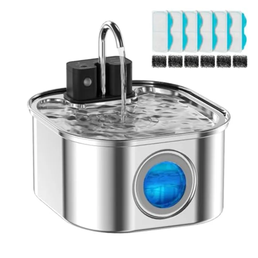 Wireless cat water fountain for indoor use, stainless steel, silver, rechargeable 4200mAh battery with 6 filters + 6 sponges, 1
Wireless cat water fountain for indoor use, stainless steel, silver, rechargeable 4200mAh battery with 6 filters + 6 sponges, 1