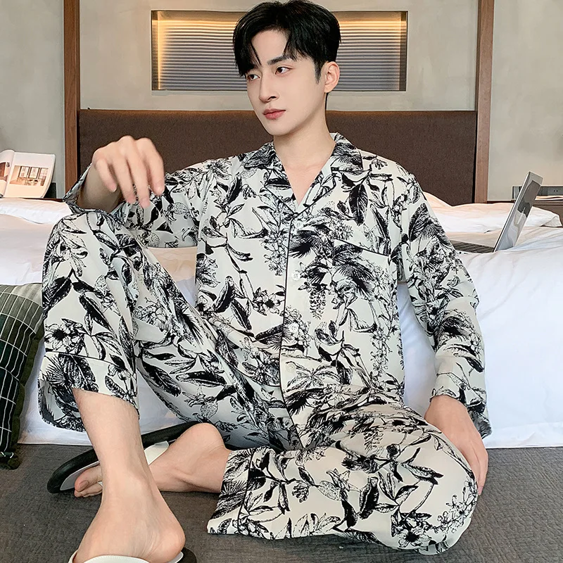 High Quality Pajamas Suit Men Spring Autumn Ice Silk Long Sleeve Homewear Male Summer Thin New Fashion Style Sleepwear Suit Gent
High Quality Pajamas Suit Men Spring Autumn Ice Silk Long Sleeve Homewear Male Summer Thin New Fashion Style Sleepwear Suit Gent