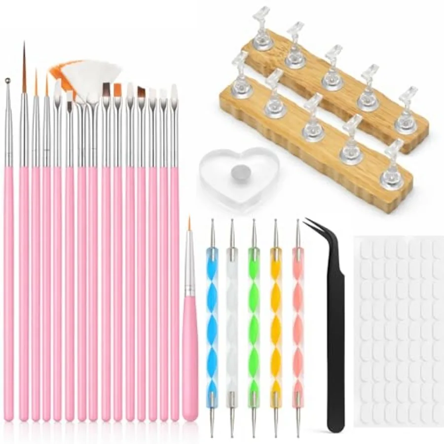 Nail Kit 5 Nail Art es, 5 Double End Dotting Pens, Nail Stand olders, Tweezers and 00 Adesive Putty T Nail Design Tools t Acr
Nail Kit 5 Nail Art es, 5 Double End Dotting Pens, Nail Stand olders, Tweezers and 00 Adesive Putty T Nail Design Tools t Acr