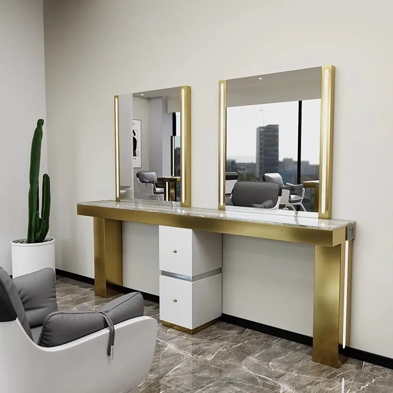 New Design Barbershop Vanity Desk For Makeup With Mirror Light Single Mirror Stainless Steel With Cabinet Beauty Mirror Salon
New Design Barbershop Vanity Desk For Makeup With Mirror Light Single Mirror Stainless Steel With Cabinet Beauty Mirror Salon