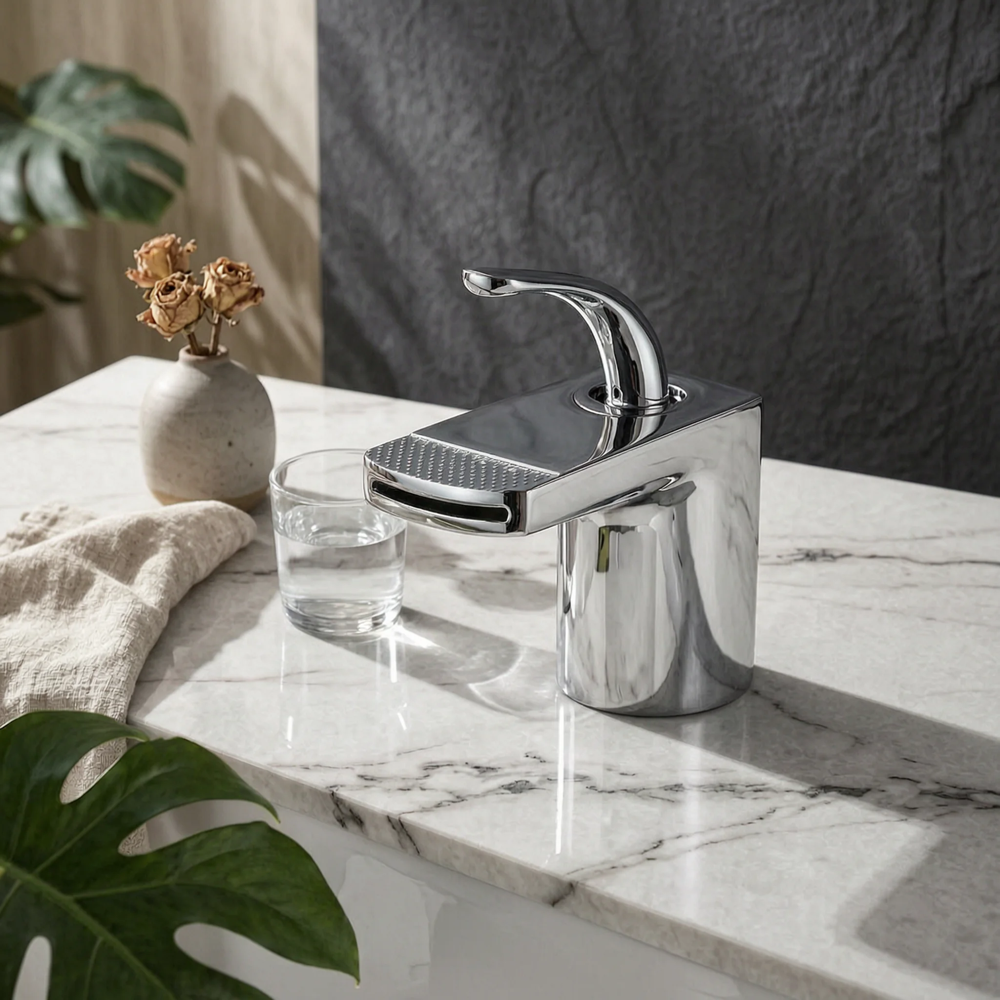Waterfall Bathroom Faucet Deck-Mounted Bathroom Sink Faucet Sink Sink Faucet-Profile Fixture Reflective
Waterfall Bathroom Faucet Deck-Mounted Bathroom Sink Faucet Sink Sink Faucet-Profile Fixture Reflective