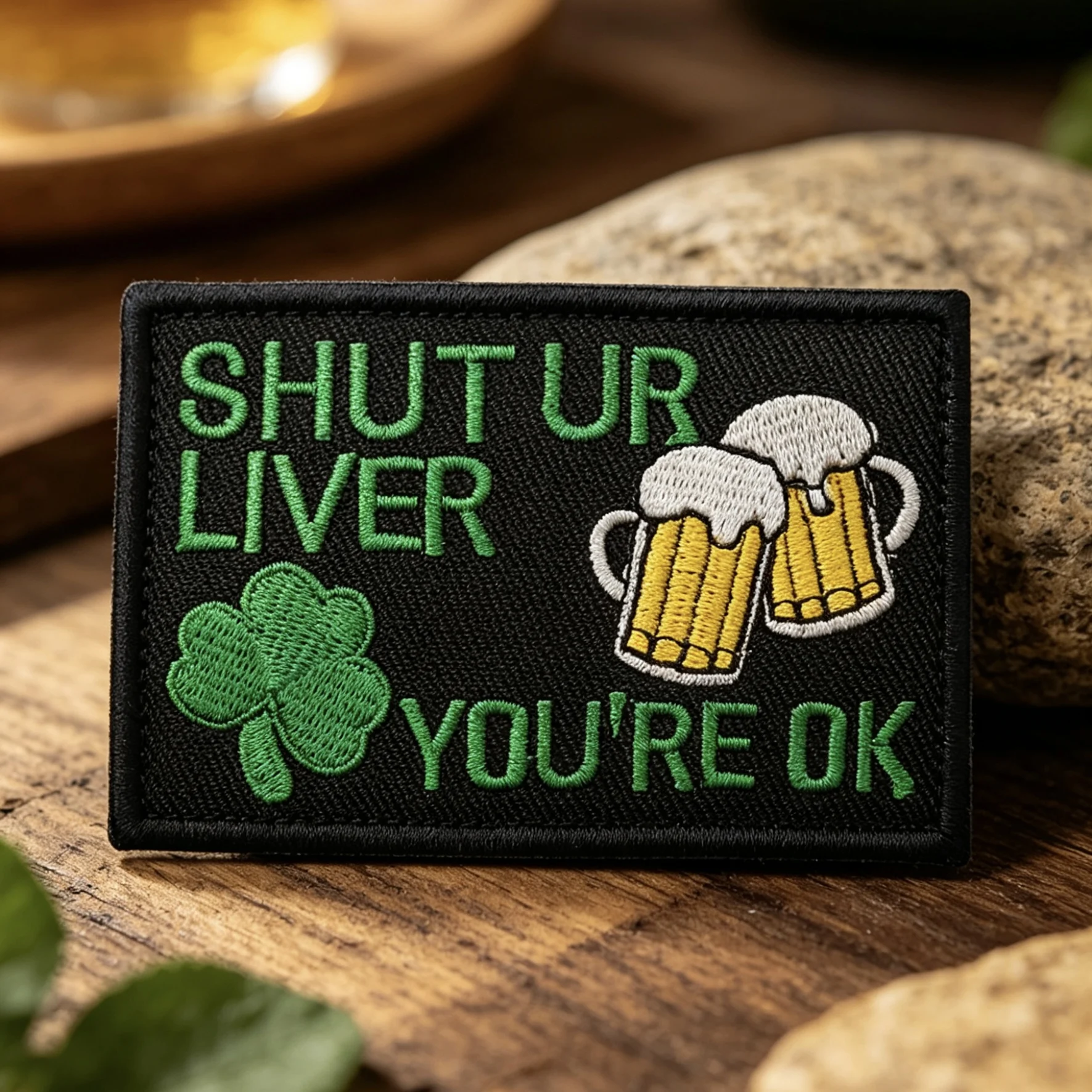 "Shut Ur Liver You're Ok" St. Patrick's Day Embroidered Patch hook and loop fasteners Morale badge for DIY or Jacket Backpack
"Shut Ur Liver You're Ok" St. Patrick's Day Embroidered Patch hook and loop fasteners Morale badge for DIY or Jacket Backpack