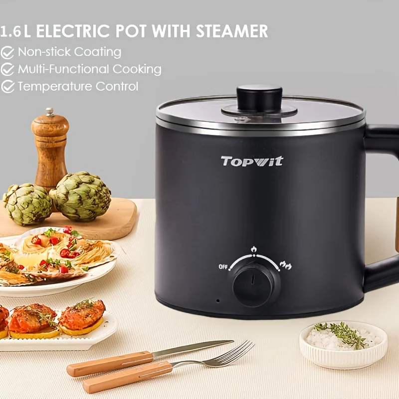 Electric Hot Pot, 50.72oz Portable Nonstick Rapid Noodles Cooker, Travel Electric Skillet with Dual Power Control for Pasta Soup Steak Egg Oatmeal(Black)
Electric Hot Pot, 50.72oz Portable Nonstick Rapid Noodles Cooker, Travel Electric Skillet with Dual Power Control for Pasta Soup Steak Egg Oatmeal(Black)