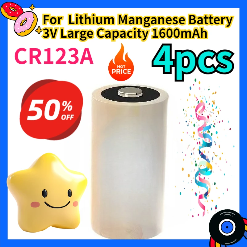 For Cr123a Lithium Manganese Battery 3V Large Capacity 1600mAh 4pcs
For Cr123a Lithium Manganese Battery 3V Large Capacity 1600mAh 4pcs