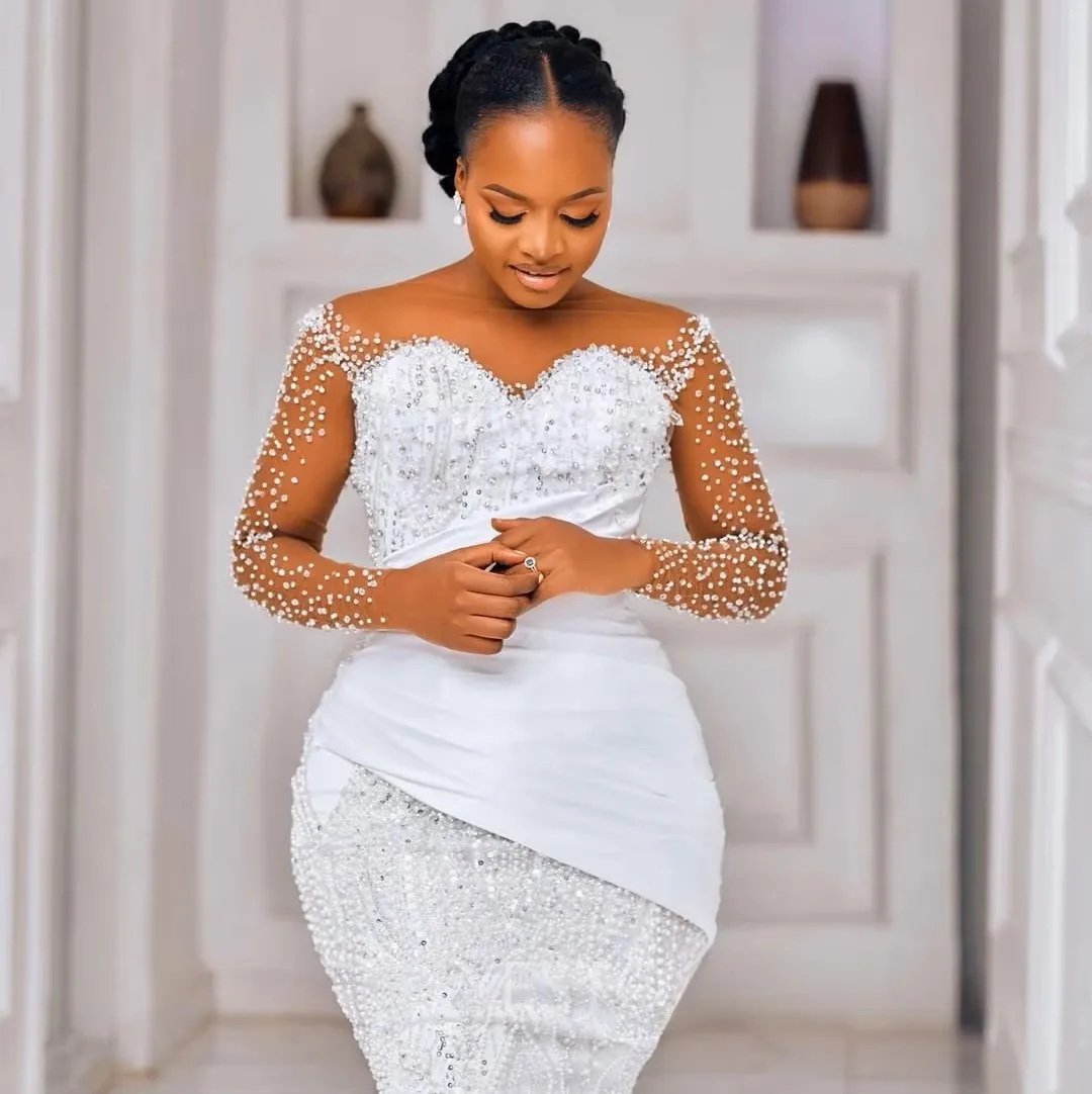 African Mermaid Wedding Dress 2026 Sheer Neck Sparkly Beads Crystals Princess Birde Bridal Gowns Aso Ebi Vestido De Novia
African Mermaid Wedding Dress 2026 Sheer Neck Sparkly Beads Crystals Princess Birde Bridal Gowns Aso Ebi Vestido De Novia