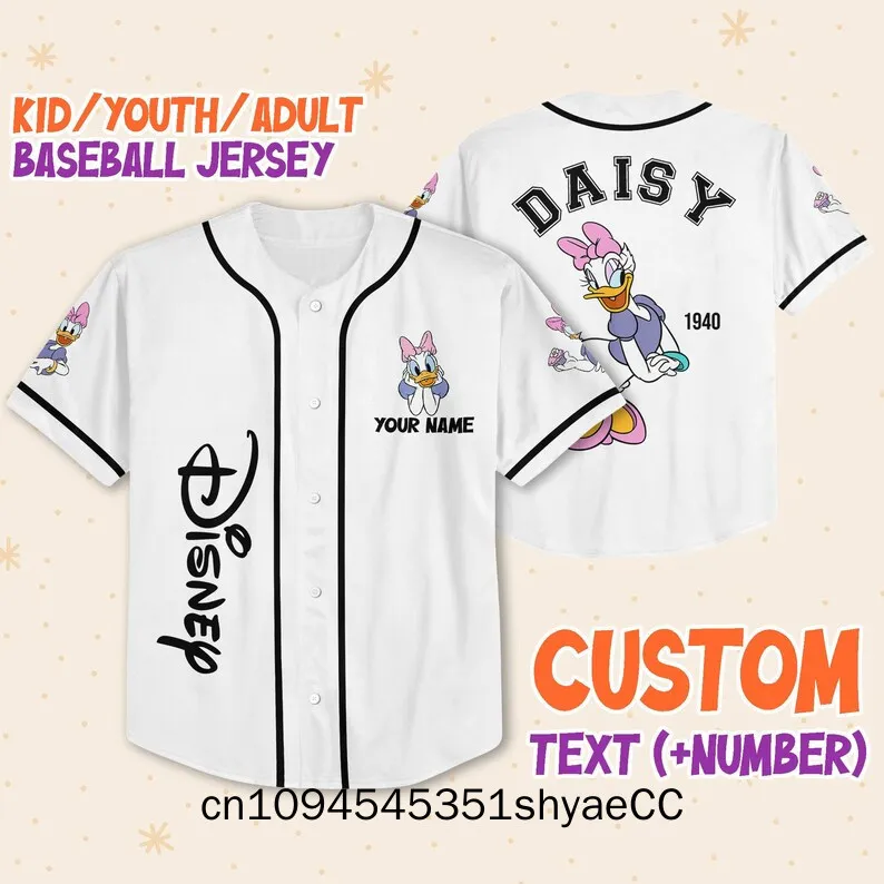Custom Disneyland Daisy Duck Vintage Disney Characters Jersey, Youth, Adult Disney Baseball Jersey Sports, Cute Custom Number Bi
Custom Disneyland Daisy Duck Vintage Disney Characters Jersey, Youth, Adult Disney Baseball Jersey Sports, Cute Custom Number Bi