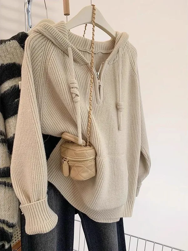 Очень большой женский трикотаж с капюшоном 300 Pou, длинный свек на молнии, осень-зима, свободный свитер Lazy Sle, высококачественный свитер
Очень большой женский трикотаж с капюшоном 300 Pou, длинный свек на молнии, осень-зима, свободный свитер Lazy Sle, высококачественный свитер