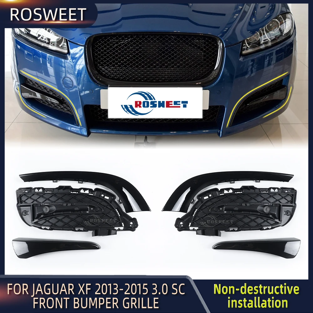 ROSWEET Black Front Bumper Fog Lights Grille Grills Decoration Trim Strip For Jaguar XF 2013 2014 2015 3.0 SC Car Accessories
ROSWEET Black Front Bumper Fog Lights Grille Grills Decoration Trim Strip For Jaguar XF 2013 2014 2015 3.0 SC Car Accessories