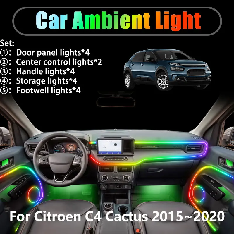 For Citroen C4 Cactus 2015~2020 SUV 2016 2/18 in 1 Car ambient lighting Led trunk interior led lights USB RGB Ensemble Streamer
For Citroen C4 Cactus 2015~2020 SUV 2016 2/18 in 1 Car ambient lighting Led trunk interior led lights USB RGB Ensemble Streamer