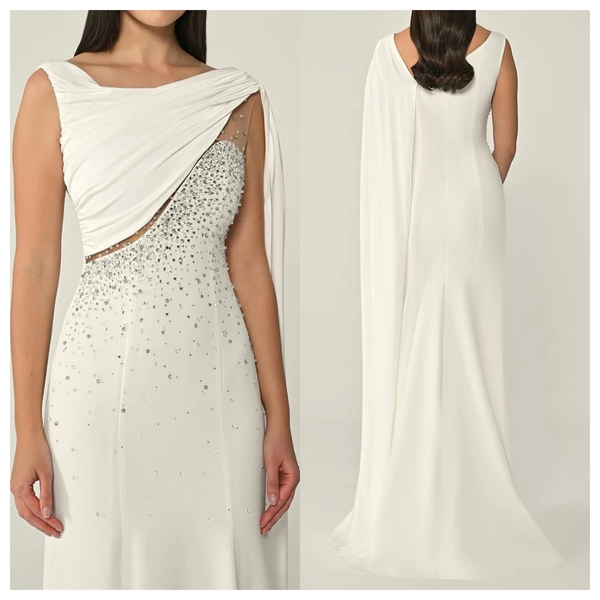 Customized Classic White Jersey Square Collar Square Collar Sleeveless Celebrity Gowns Crystal Special Occasion Gowns
Customized Classic White Jersey Square Collar Square Collar Sleeveless Celebrity Gowns Crystal Special Occasion Gowns