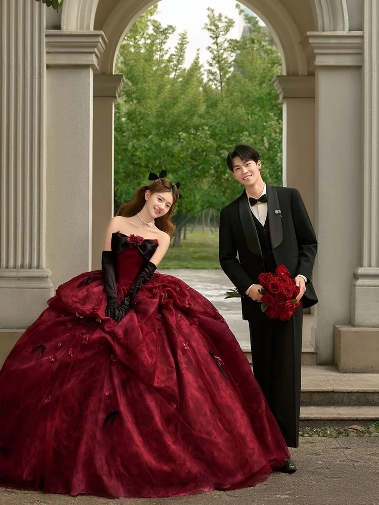 New Escaping Princess Puffy Skirt Vintage Style Red Strapless Wedding Dress Tulle Dress Photography Studio Costume
New Escaping Princess Puffy Skirt Vintage Style Red Strapless Wedding Dress Tulle Dress Photography Studio Costume