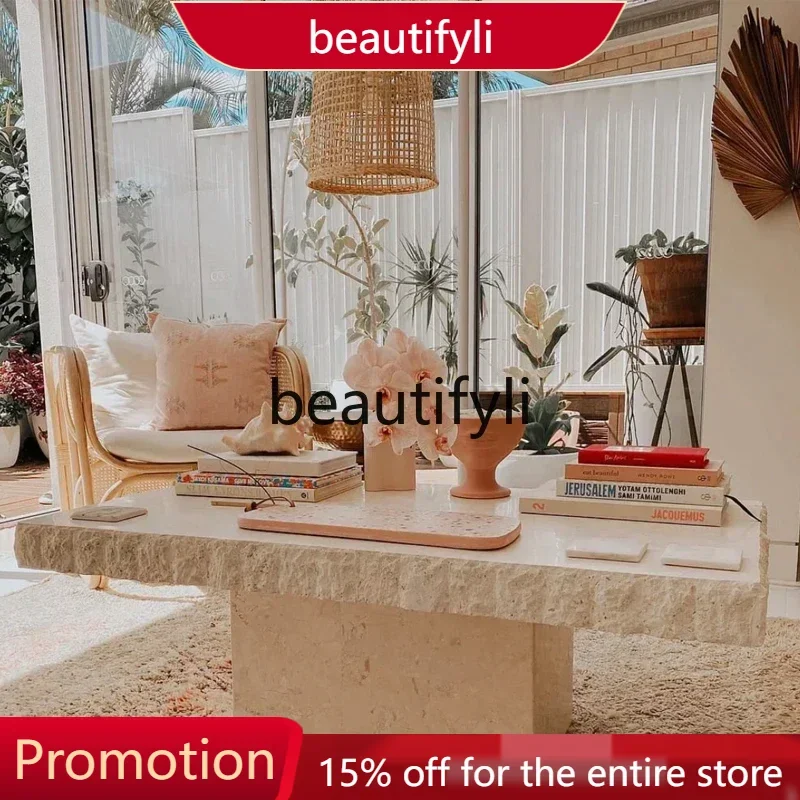 X188 Wabi Sand Travertine Coffee Table Natural Marble Rectangle Short Coffee Table
X188 Wabi Sand Travertine Coffee Table Natural Marble Rectangle Short Coffee Table