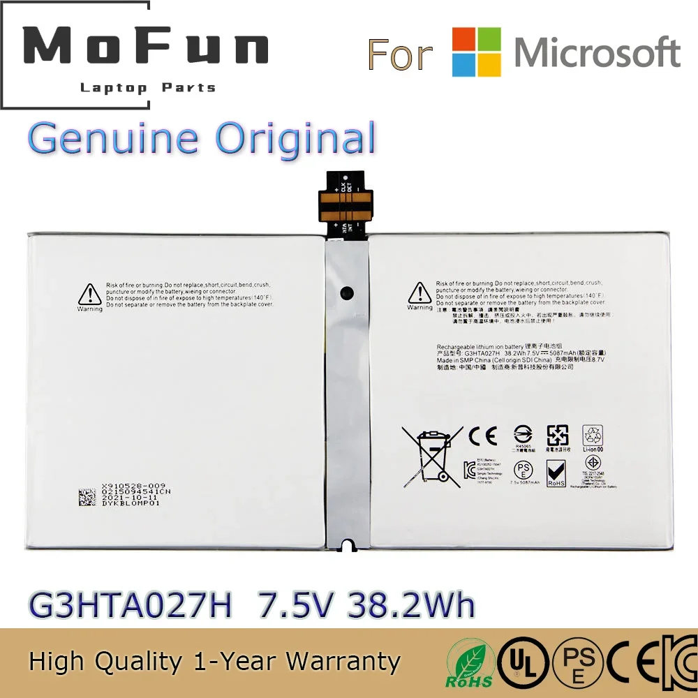 Совершенно новый оригинальный аккумулятор для ноутбука G3HTA027H 7,5 В 38,2 Втч для Microsoft Surface Pro 4 1724 12,3 дюйма планшета G3HTA026H DYNR01 и т. д.
Совершенно новый оригинальный аккумулятор для ноутбука G3HTA027H 7,5 В 38,2 Втч для Microsoft Surface Pro 4 1724 12,3 дюйма планшета G3HTA026H DYNR01 и т. д.