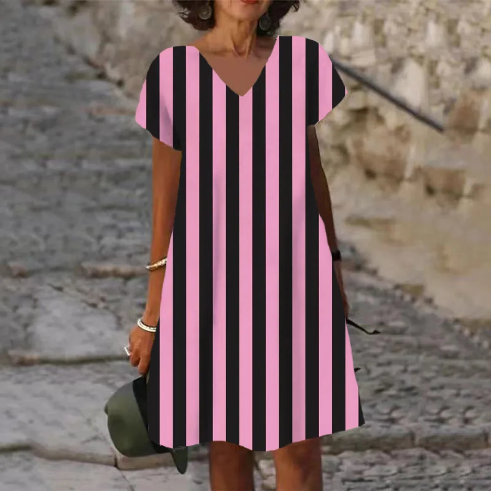 Striped Print 3D Dress 2023 Elegant Casual Retro Dress Female Summer Beach V-Neck Short Sleeve Girls Loose Dress Women 5XL
Striped Print 3D Dress 2023 Elegant Casual Retro Dress Female Summer Beach V-Neck Short Sleeve Girls Loose Dress Women 5XL