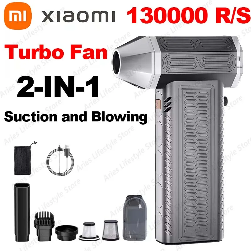 Xiaomi 130000RPM Turbofan Air Blower Air gun Mini Fan Brushless Motor Handheld Duct Fan Portable Charging Cleaning Car Vacuum
Xiaomi 130000RPM Turbofan Air Blower Air gun Mini Fan Brushless Motor Handheld Duct Fan Portable Charging Cleaning Car Vacuum