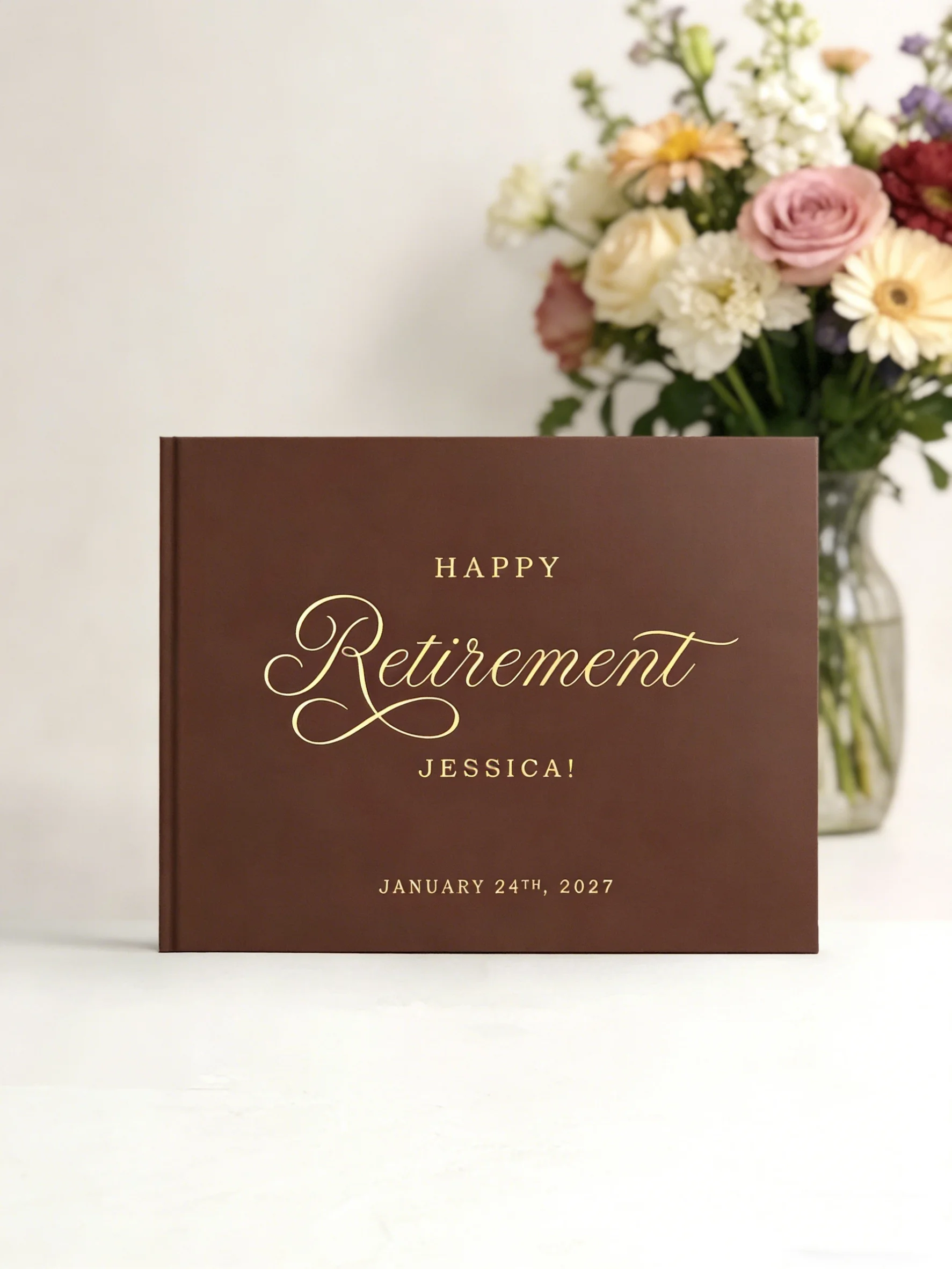 Custom Gold Foil Retirement Party Guest Book | Wishes & Letters Sign-in Book | Elegant Retirement Gift & Party Decor
Custom Gold Foil Retirement Party Guest Book | Wishes & Letters Sign-in Book | Elegant Retirement Gift & Party Decor