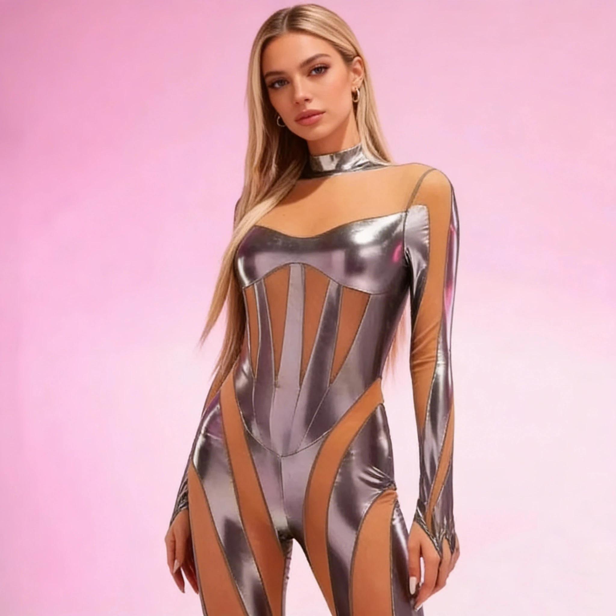 Halloween Sexy Tight Women Jumpsuit Mesh Patchwork Shiny Costumes Cosplay Party Funny Performance Carnival Bodysuit
Halloween Sexy Tight Women Jumpsuit Mesh Patchwork Shiny Costumes Cosplay Party Funny Performance Carnival Bodysuit